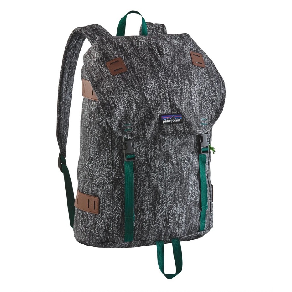 Patagonia Arbor Pack‎ 26L Backpack Gray Herringbone Green Trim 47956 FA16